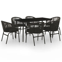 Set Mobili da Pranzo per Giardino 7 pz Nero cod mxl 42154