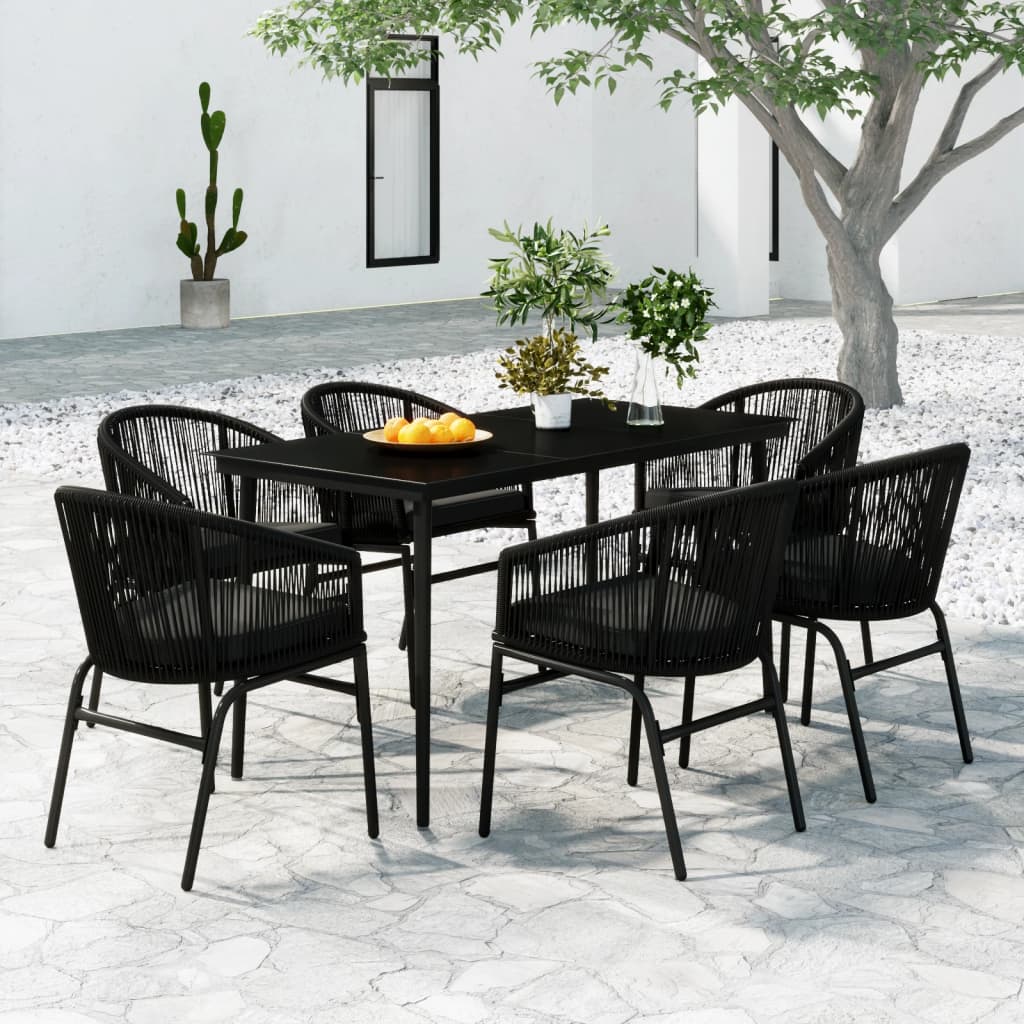 Set Mobili da Pranzo per Giardino 7 pz Nero cod mxl 42154