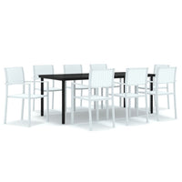 Set da pranzo da giardino 9 pezzi mobili da esterno bianchi 02_0014077