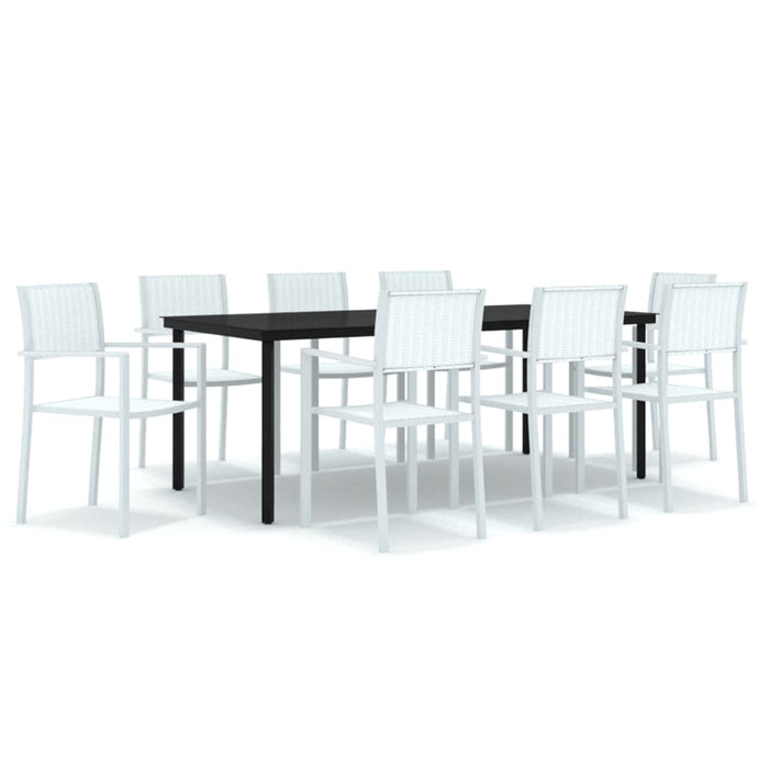 Set da pranzo da giardino 9 pezzi mobili da esterno bianchi 02_0014077