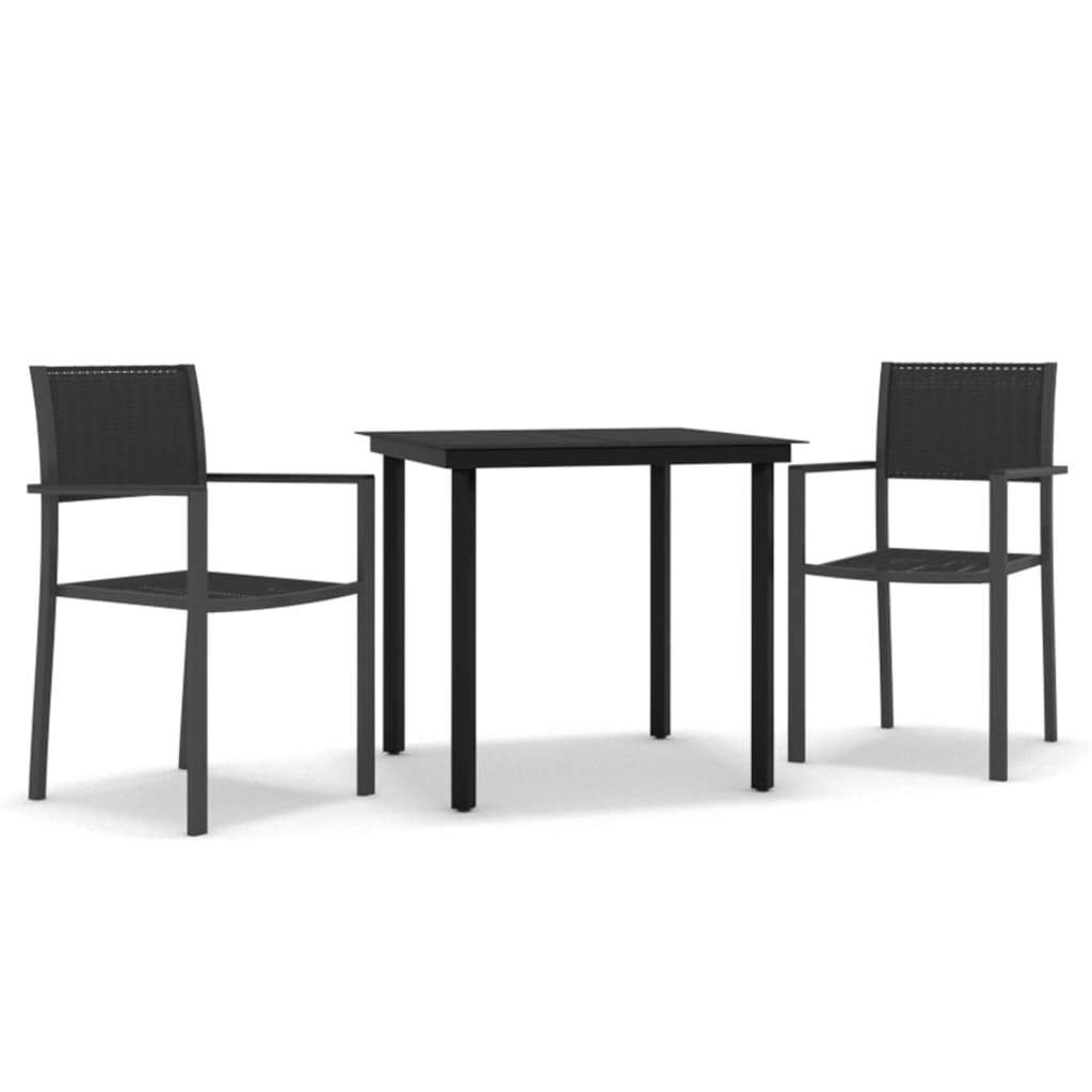 Set Mobili da Pranzo per Giardino 3 pz Nero cod mxl 32798