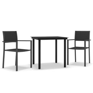 Set Mobili da Pranzo per Giardino 3 pz Nero cod mxl 32798