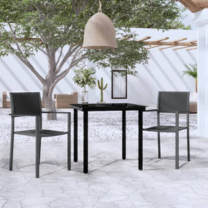 Set Mobili da Pranzo per Giardino 3 pz Nero cod mxl 32798