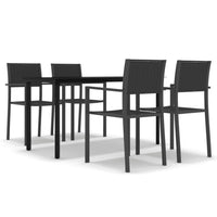 Set Mobili da Pranzo per Giardino 5 pz Nero cod mxl 34907