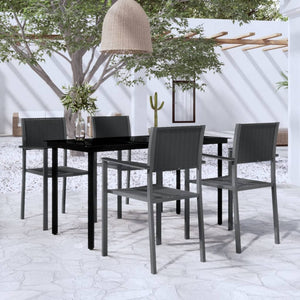 Set Mobili da Pranzo per Giardino 5 pz Nero cod mxl 34907