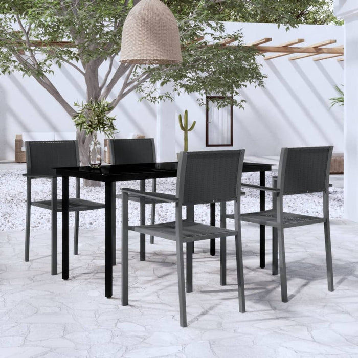 Set Mobili da Pranzo per Giardino 5 pz Nero cod mxl 34907
