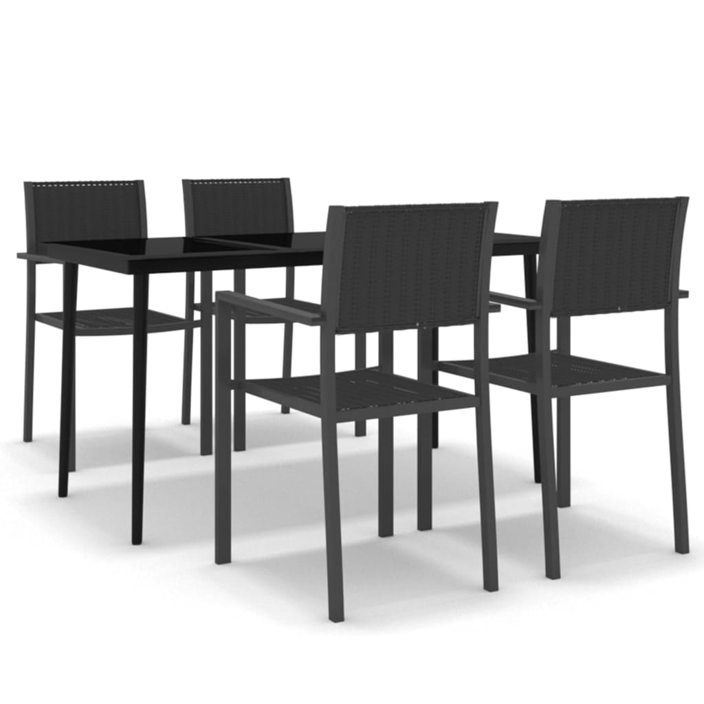 Set Mobili da Pranzo per Giardino 5 pz Nero cod mxl 36959