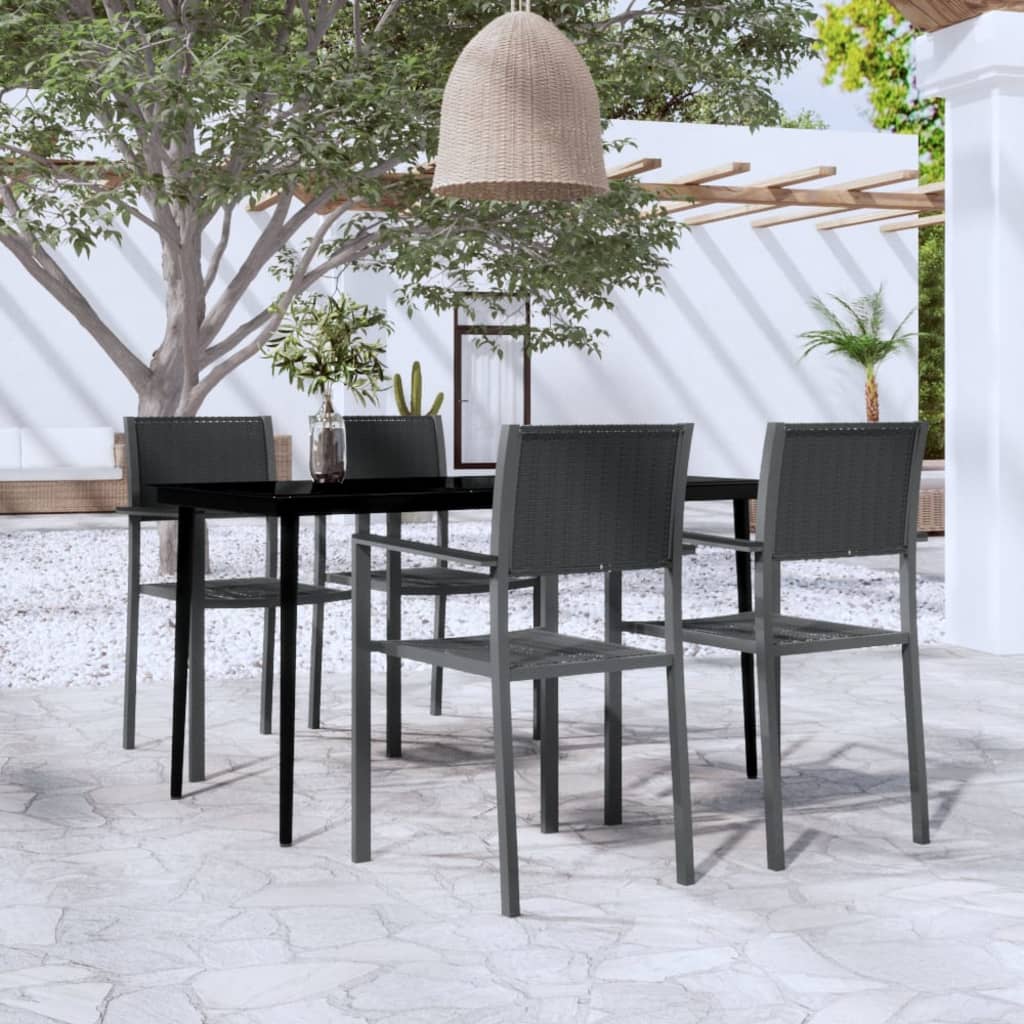 Set Mobili da Pranzo per Giardino 5 pz Nero cod mxl 36959
