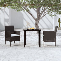 Set da Pranzo da Giardino 3 pz con Cuscini Nero 3099281