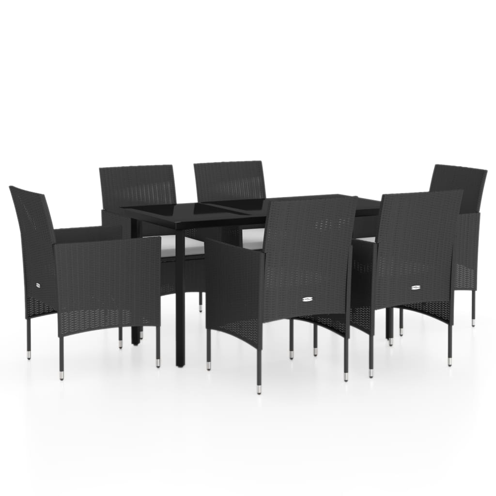 Set da Pranzo da Giardino 7 pz con Cuscini Nero cod mxl 48218