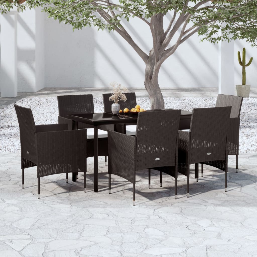 Set da Pranzo da Giardino 7 pz con Cuscini Nero cod mxl 48218