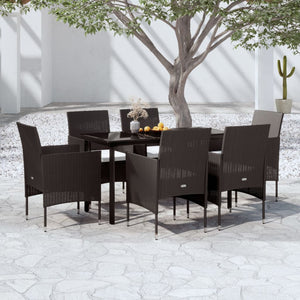 Set da Pranzo da Giardino 7 pz con Cuscini Nero cod mxl 48218