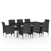 Set da Pranzo per Giardino 9 pz con Cuscini Nero cod mxl 46872