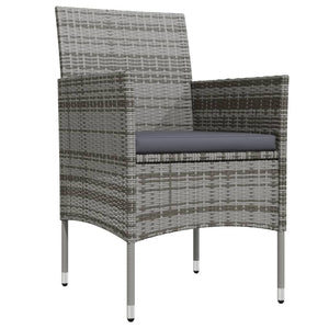 Set da Pranzo per Giardino 5 pz con Cuscini Grigio e Nero cod mxl 48190