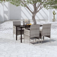 Set da Pranzo per Giardino 5 pz con Cuscini Grigio e Nero cod mxl 48190