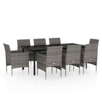 Set da Pranzo per Giardino 9 pz con Cuscini Grigio e Nero 3099292