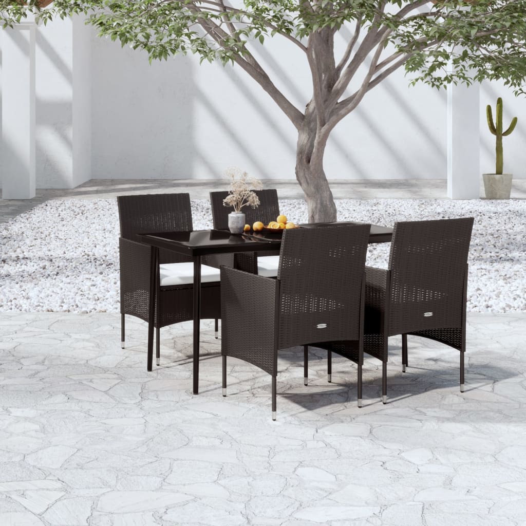 Set da Pranzo da Giardino 5 pz con Cuscini Nero cod mxl 39125