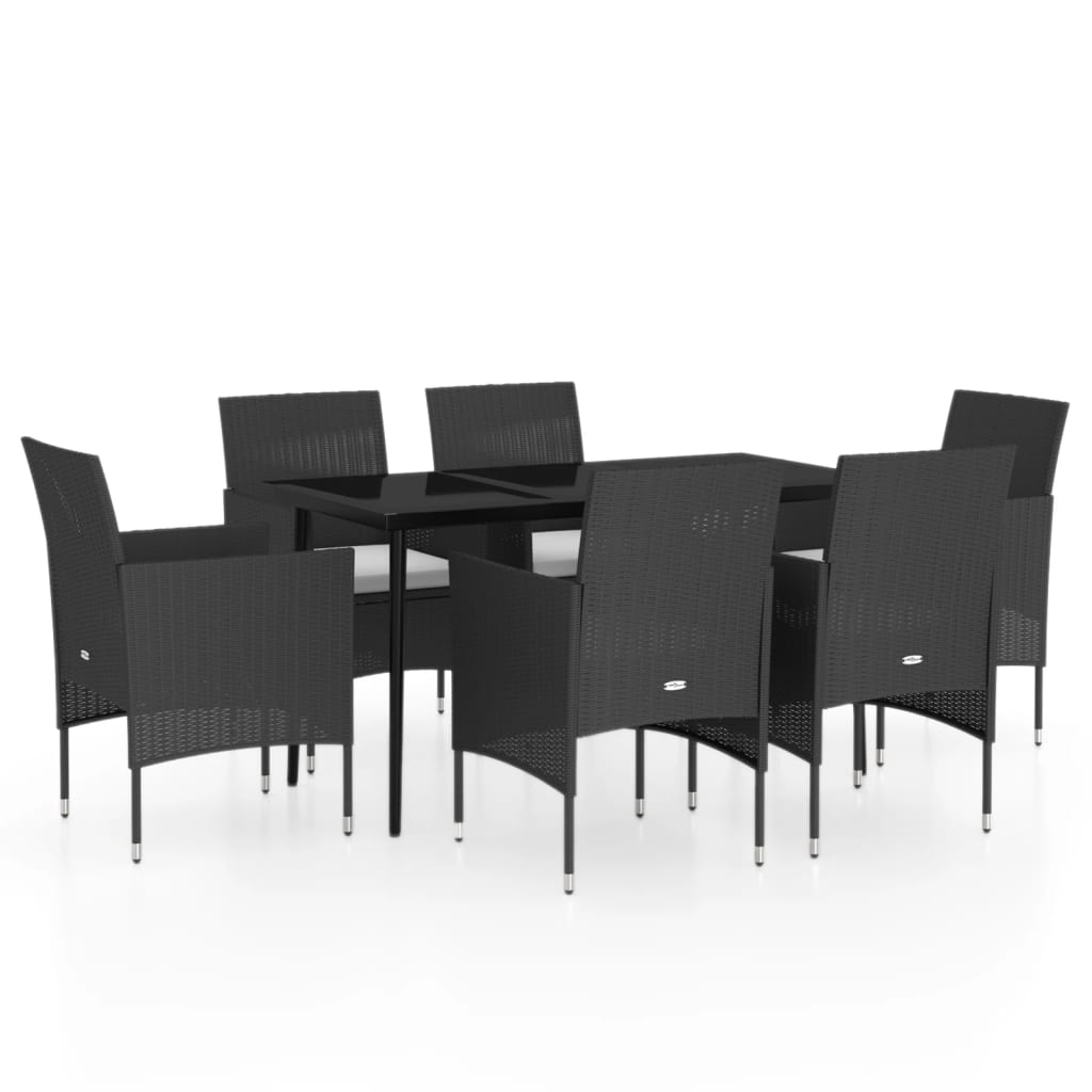 Set da Pranzo da Giardino 7 pz con Cuscini Nero cod mxl 39122