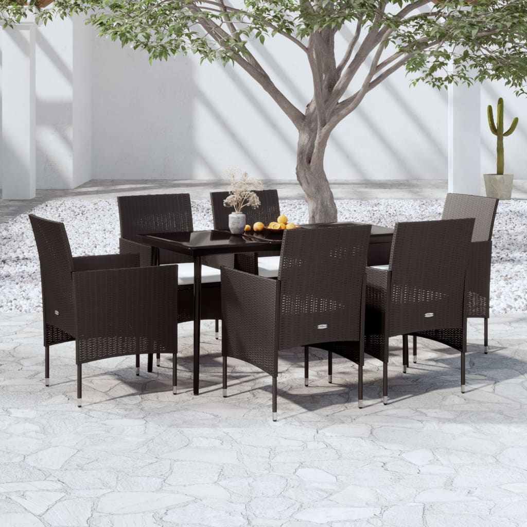 Set da Pranzo da Giardino 7 pz con Cuscini Nero cod mxl 39122