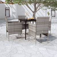 Set da Pranzo da Giardino Grigio e Nero 5 pz con Cuscini cod mxl 40951