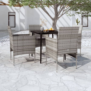 Set da Pranzo da Giardino Grigio e Nero 5 pz con Cuscini cod mxl 40951