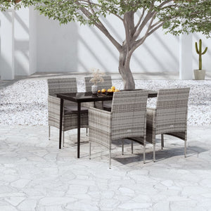 Set da Pranzo da Giardino Grigio e Nero 5 pz con Cuscini cod mxl 36967