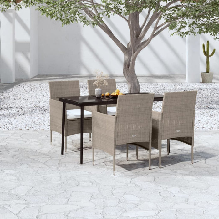 Set da Pranzo da Giardino Beige e Nero 5 pz con Cuscini cod mxl 41198