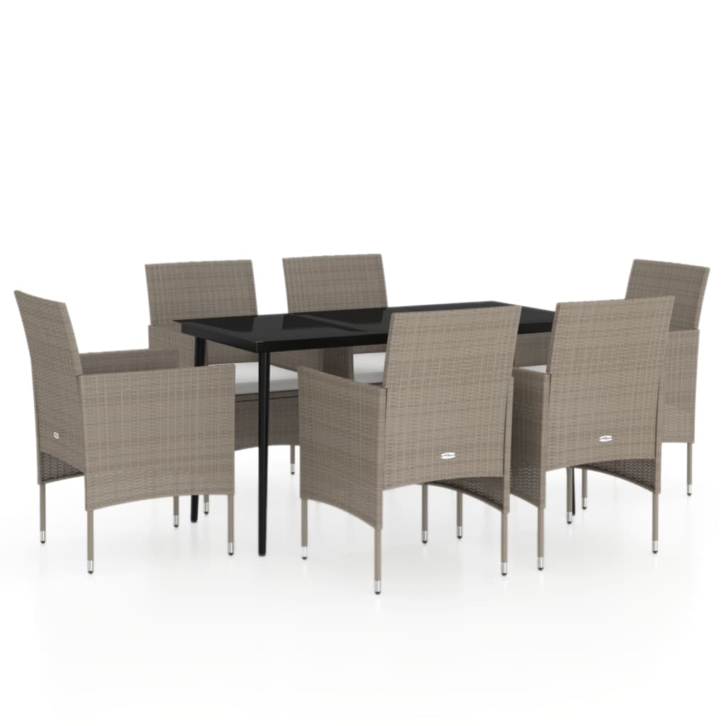 Set da Pranzo da Giardino 7 pz con Cuscini Beige e Nero cod mxl 42155