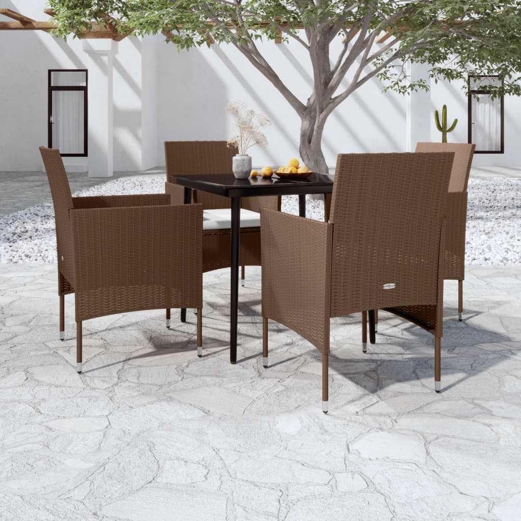 Set da Pranzo da Giardino Marrone e Nero 5 pz con Cuscini cod mxl 46910