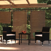 Set da Pranzo da Giardino 3 pz con Cuscini Nero 3099329