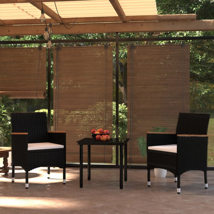Set da Pranzo da Giardino 3 pz con Cuscini Nero 3099329