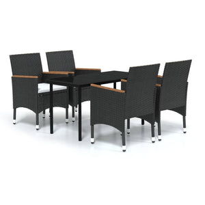 Set da Pranzo da Giardino 5 pz con Cuscini Nero 3099331