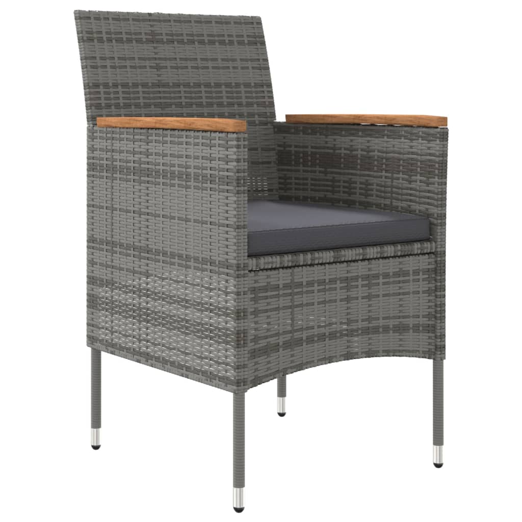 Set da Pranzo per Giardino 5 pz con Cuscini Grigio e Nero cod mxl 43008