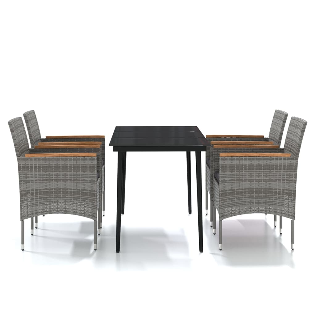Set da Pranzo da Giardino 5 pz con Cuscini Grigio e Nero cod mxl 42981