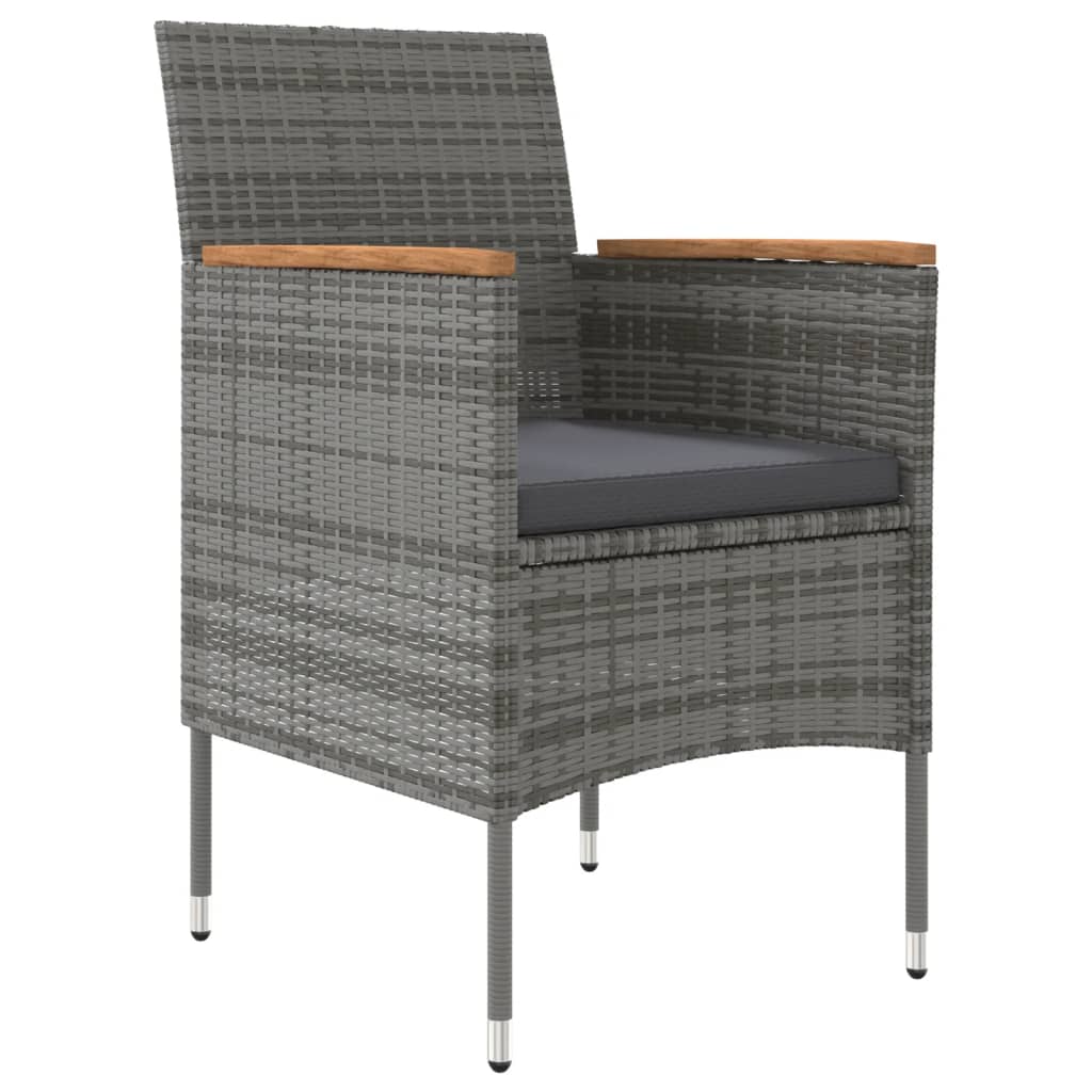 Set da Pranzo da Giardino 7 pz con Cuscini Grigio e Nero cod mxl 39127