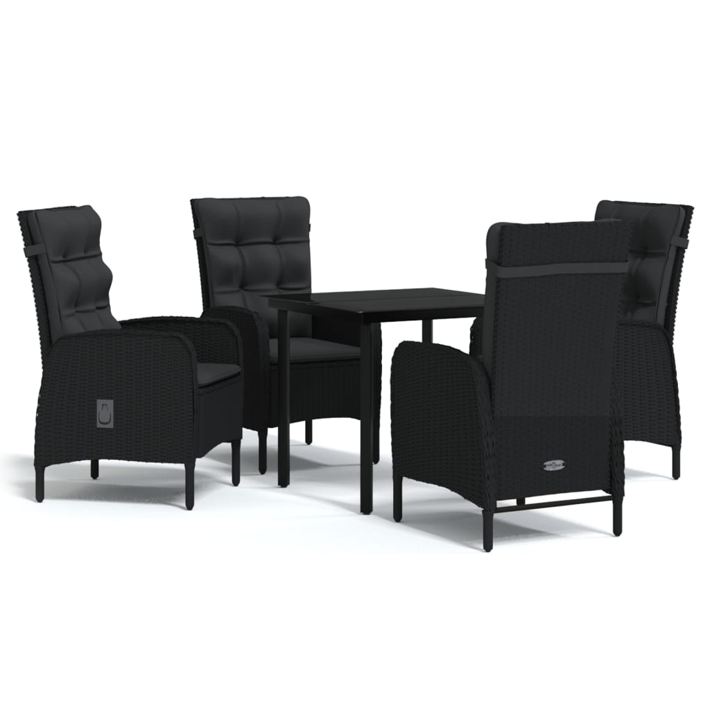 Set da Pranzo da Giardino 5 pz con Cuscini Nero cod mxl 43328