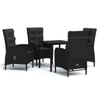 Set da Pranzo da Giardino 5 pz con Cuscini Nero cod mxl 43328