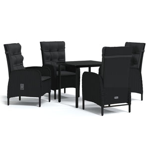 Set da Pranzo da Giardino 5 pz con Cuscini Nero cod mxl 43328
