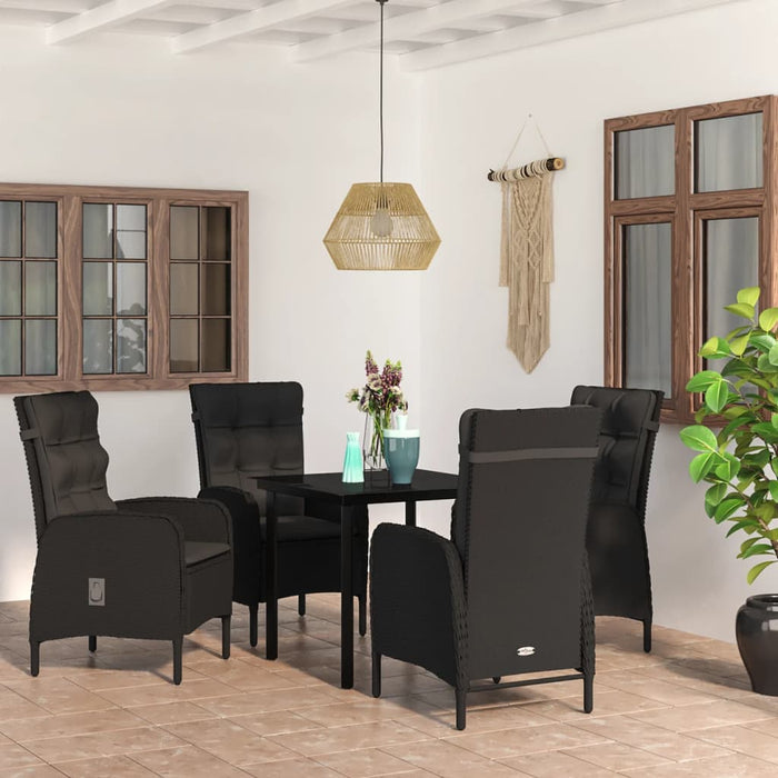Set da Pranzo da Giardino 5 pz con Cuscini Nero cod mxl 43328