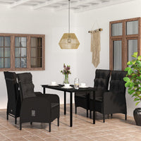 Set da Pranzo per Giardino 5 pz con Cuscini Nero cod mxl 39363