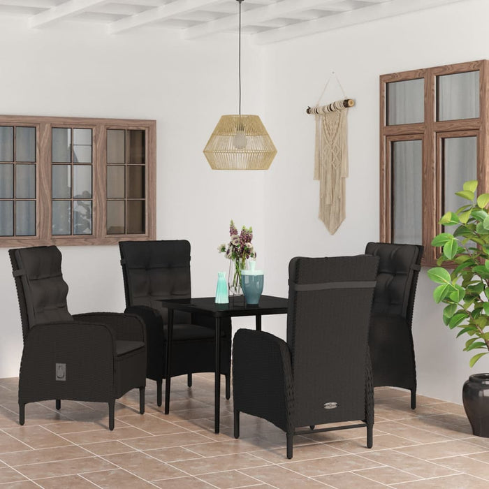 Set da Pranzo per Giardino 5 pz con Cuscini Nero cod mxl 40981