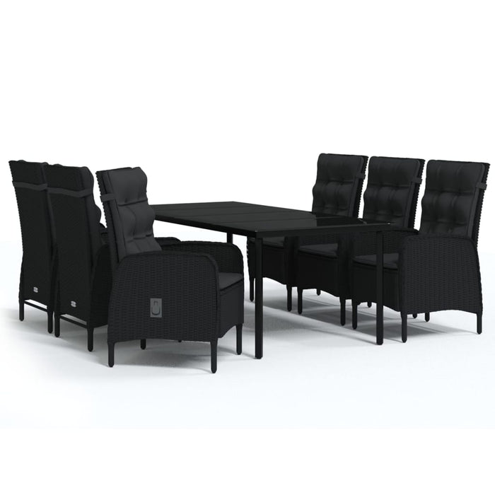 Set Mobili da Pranzo per Giardino 7 pz con Cuscini Nero cod mxl 42858