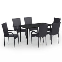 Set Mobili da Pranzo per Giardino 7 pz Nero 3099380