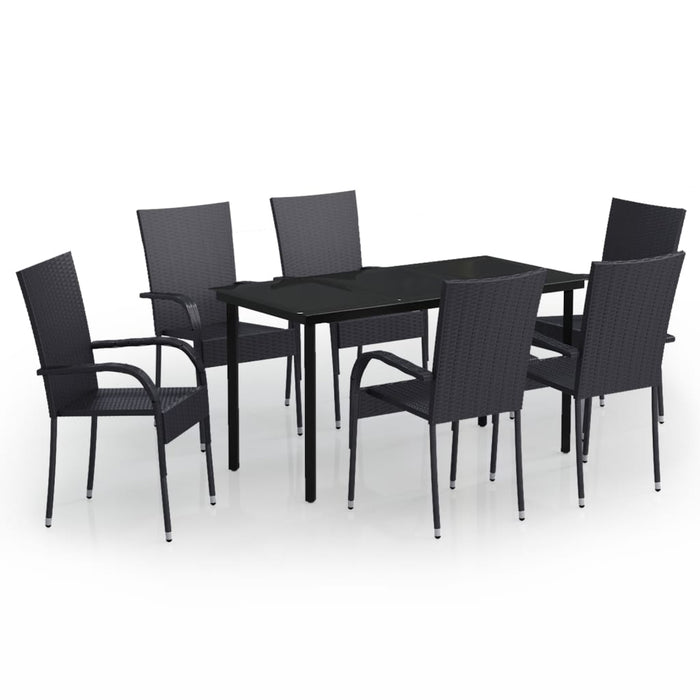Set Mobili da Pranzo per Giardino 7 pz Nero 3099380