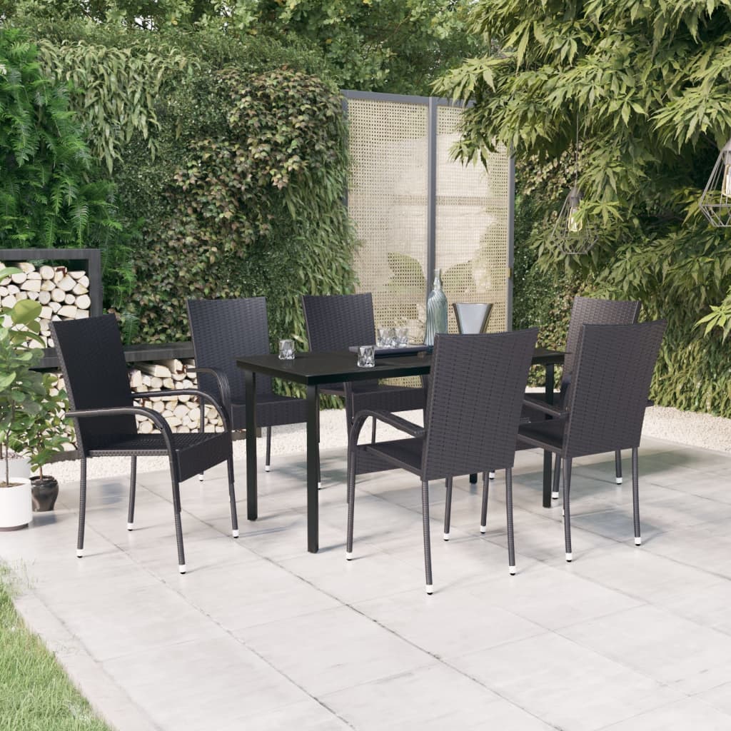 Set Mobili da Pranzo per Giardino 7 pz Nero 3099380