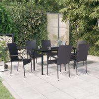 Set Mobili da Pranzo per Giardino 7 pz Nero 3099380