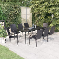 Set da Pranzo per Giardino 9 pz con Cuscini Neri cod mxl 40932
