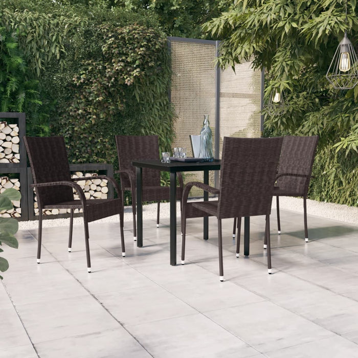 Set da Pranzo da Giardino 5 pz Marrone e Nero cod mxl 43956