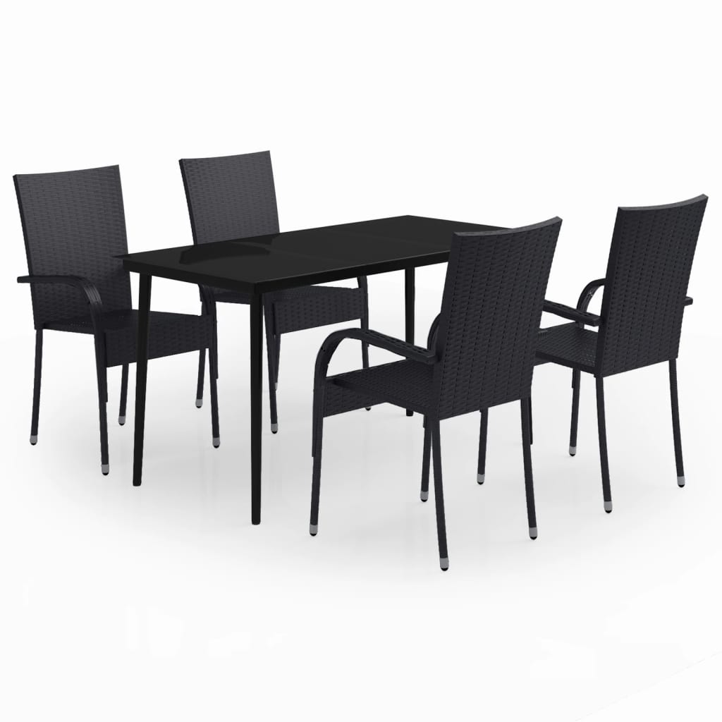 Set Mobili da Pranzo da Giardino 5 pz Nero cod mxl 36953