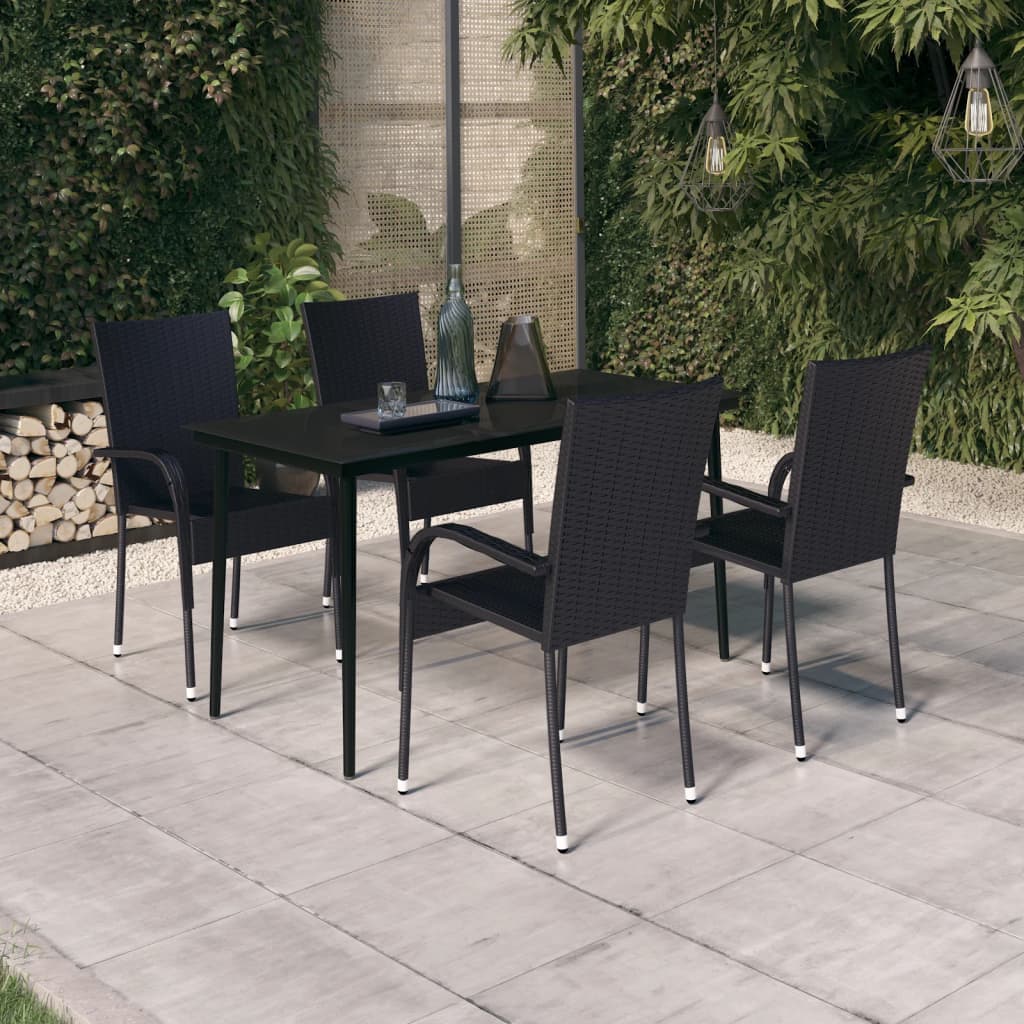 Set Mobili da Pranzo da Giardino 5 pz Nero cod mxl 36953